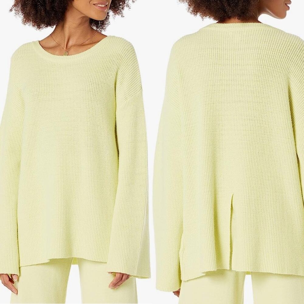THE DROP • Alice Crewneck Back-Slit Ribbed Pullover Sweater